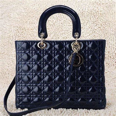 lady dior blue patent bag
